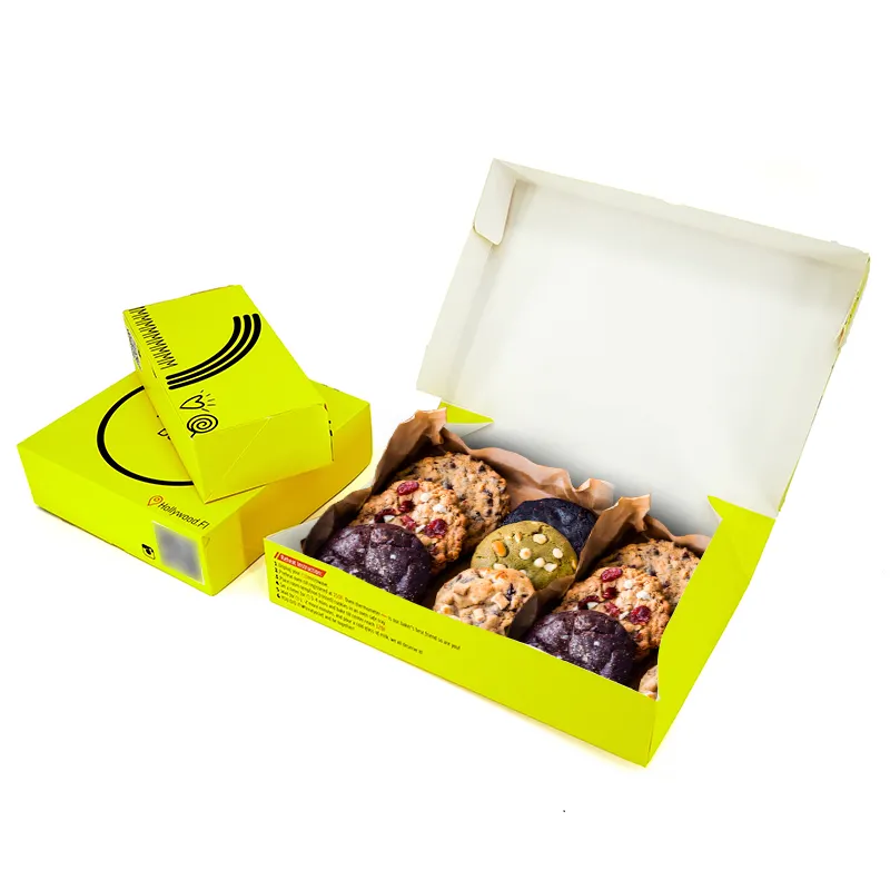 कस्टम लोगो नालीदार कागज शिपिंग पीला गुलाबी मेलिंग मेलर सदस्यता रेगिस्तान कुकी पैकेजिंग बॉक्स