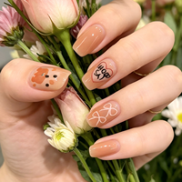 Ongles à presser personnalisables en ABS, motif Ours Nue, courts et carrés, avec option de logo personnalisé