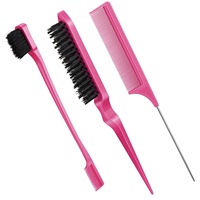 Ensemble de peignes à cheveux en gros 3 pièces, Logo personnalisé, queue de Rat noir, brosse à taquiner, brosse à bord, peigne à queue pour les soins de Salon de beauté
