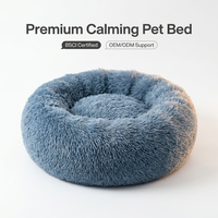 Coussin rond de luxe moderne et personnalisé pour animaux de compagnie, lavable, doux, moelleux, en peluche, design uni protecteur pour chiens et chats