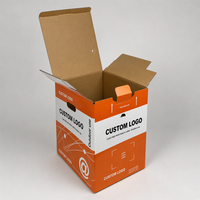Boîte d'emballage en carton ondulé avec logo personnalisé et poignée découpée, carton d'expédition imprimé pour le rangement des fils et câbles