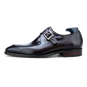 ALF8-KB10 Zapatos Formales de Cuero Genuino con Acabado Patinado de Alta Gama, Zapatos de Vestir Monk para Hombre, Estilo <span class=keywords><strong>Italiano</strong></span> - Product Image 2