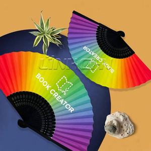 Ventilador de mano de bambú impreso por sublimación de diseño personalizado Técnica pintada estilo Hada 21cm X 38cm para regalos de cena - Product Image 1