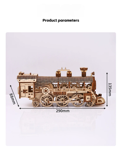 Rompecabezas 3D de Locomotora de Vapor de Madera - Juguete Educativo y de Bricolaje de 101-500 Piezas, Dificultad 3 Estrellas, Decoración Estática para Mayores de 8 Años - Product Image 5
