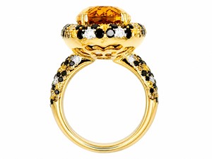18K Pure Gold Fancy <b>Citrine</b> Diamond Best Wedding Ring with Oval Diamond - Product Image 4