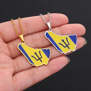 Collar con Colgante <span class=keywords><strong>de</strong></span> la <span class=keywords><strong>Isla</strong></span> <span class=keywords><strong>de</strong></span> Barbados <span class=keywords><strong>de</strong></span> Acero Inoxidable, Estilo Étnico Unisex, Joyería para Parejas - Product Image 3