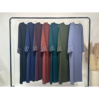 Robes Abaya pour femmes, broderie florale douce Nida, robes fermées pour femmes musulmanes