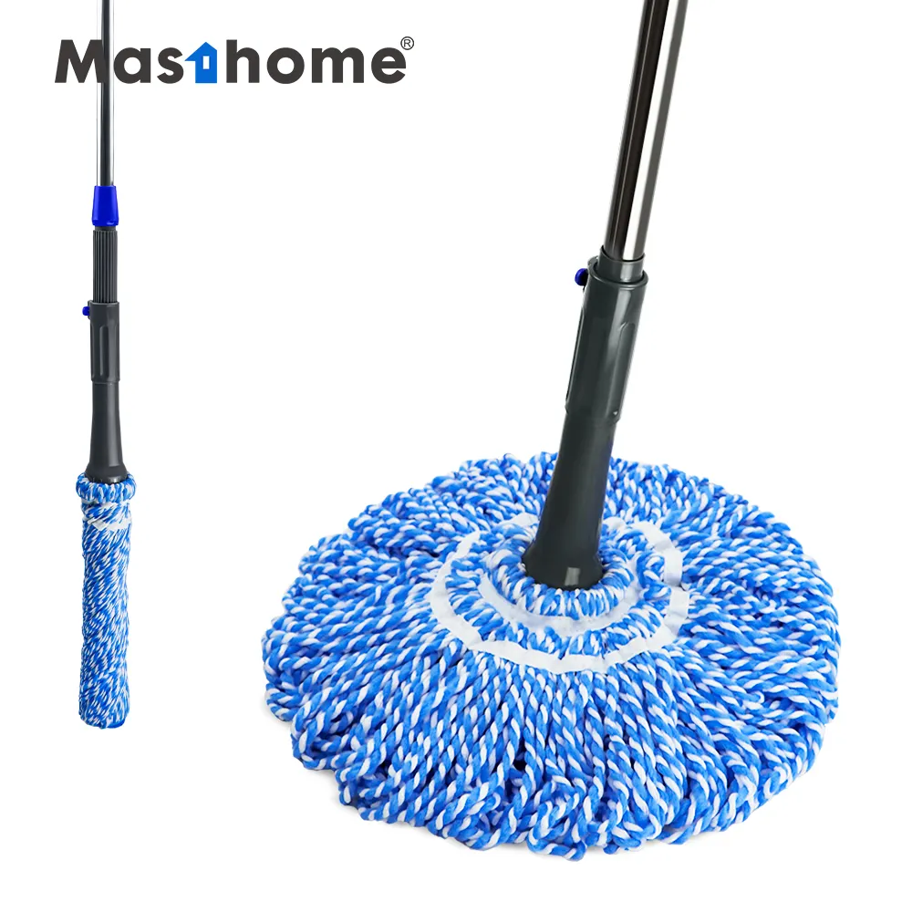 With Telescopic Stainless Steel Handle for Household Cleaning Twist Mop Masthome Hands Free Microfiber with 1 Mophead Packaging