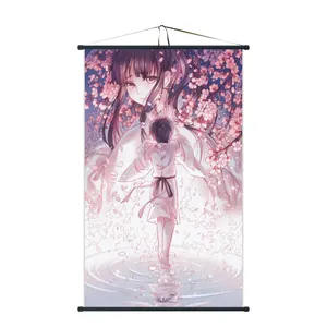 Digital Printing Hanging with Black Rod Japanese Style Wallscroll Anime Wall Tapestry