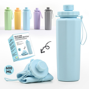 Nuovo <span class=keywords><strong>Design</strong></span> <span class=keywords><strong>creativo</strong></span> 600ml pieghevole pieghevole in Silicone pieghevole personalizzato bottiglia d'acqua in plastica isolata - Product Image 1