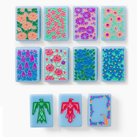Jeu de tuiles de mahjong personnalisées en acrylique sculpté, bleu véritable, de luxe, 160 tuiles monocouche colorées, écologiques, portables, pour cadeau