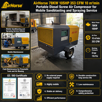 Compresseur d'air portable à moteur diesel 260CFM 375CFM 8Bar 10Bar 11Bar 12Bar 13Bar 20Bar pour la construction et le forage de puits