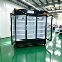 Vitrine Réfrigérée Verticale Commerciale de Haute Qualité à 3 Portes en Verre avec Refroidissement par Ventilation pour Supermarché