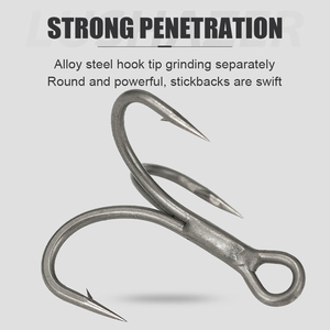 Lushawer 10 cái/hộp treble móc cường độ cao thép carbon cao gỉ loại bỏ nước ngọt thay thế móc thép gai cho mồi cứng - Product Image 4