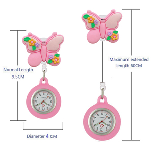 Adorabili cartoni animati animali retrattili amore cuore arcobaleno girasole infermiere medico ospedale clip da tasca appendere orologi al quarzo orologio - Product Image 3