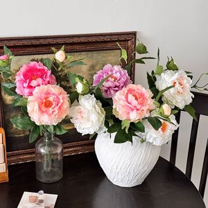 Ramo de Flores de Peonía Artificial, Blanco, Rosa, Rojo, de Plástico y Seda, Alta Simulación, Decoración para el Hogar, Bodas, Fotografía - Product Image 3