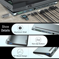 12 En 1 USB C HUB Carga de energía Controladores Usb Gigabit Lan 1000 MB/S Estación de acoplamiento para computadora portátil Monitor dual USB HUB