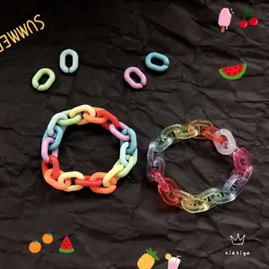 Sc novo design coreano adorável arco-íris pulseira, mulheres acessórios emo bonito desenho animado resina urso pulseira colorida