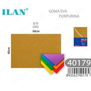Foglio di Schiuma EVA Ilan con Glitter Dorato 60x40cm, Materiale per Artigianato - Product Image 1