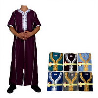 CCY Boubou Homme Musulman Vêtement Islamique Style Ethnique Thobe Jalabiya pour Hommes Couleur Unie Robe Arabe à Manches Longues