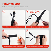 Protector de Cables Flexible para Escritorio, 2000x25mm, 2M, Organizador de Cables para USB, Cable de Alimentación, Audio y Video