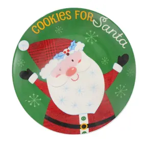 Ceramic Dinner Plate Holiday Christmas Dinner Plate 8 inch Cookies for Santa Round Ceramic Santa Claus Candy Coupe Plate