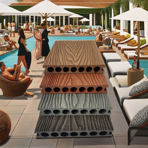 Panneau de terrasse en WPC co-extrudé pour extérieur, écologique européen, imperméable, à clic, grain de <span class=keywords><strong>bois</strong></span> carré, antidérapant, composite pour patio et <span class=keywords><strong>piscine</strong></span> - Product Image 3