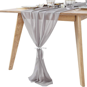 Nappe <span class=keywords><strong>de</strong></span> <span class=keywords><strong>table</strong></span> en <span class=keywords><strong>mousseline</strong></span> <span class=keywords><strong>de</strong></span> <span class=keywords><strong>soie</strong></span> grise transparente, style européen et américain, pour décoration <span class=keywords><strong>de</strong></span> mariage et <span class=keywords><strong>de</strong></span> fête - Product Image 1