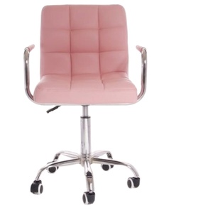 Chaise de bureau pivotante ergonomique de haute qualité en cuir PU rose, réglable avec vérin à gaz, pour bureau à domicile, design moderne - Product Image 1