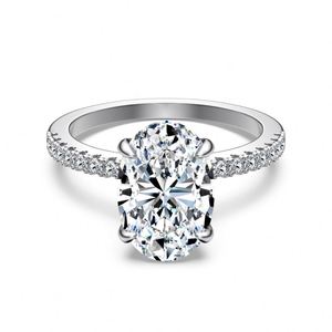 Dylam High Jewelry 925 Sterling <b>Silver</b> <b>Eternity</b> Band Oval Shape D VVS1 Moissanite Stone Engagement Wedding Bridal Women <b>Rings</b> - Product Image 1