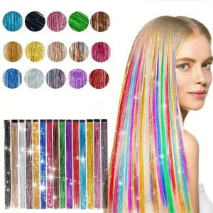 AliLeader Venta al por mayor Clip-In Hair Extension Party Highlight Tinsel con brillo brillante y brillante Fácil de usar con clips - Product Image 1