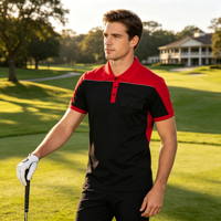 En gros, Col brodé respirant à motif patchwork coloré pour T-shirt, Chemise de golf sportive européenne et américaine, Hauts streetwear