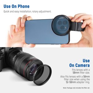 Kit de filtres d'objectif pour smartphone 2 en 1, vente en gros d'usine, Neewer 58 mm, pour <span class=keywords><strong>iPhone</strong></span> 15, 14 Pro, 13, 12, <span class=keywords><strong>11</strong></span> et appareils photo numériques - Product Image 5