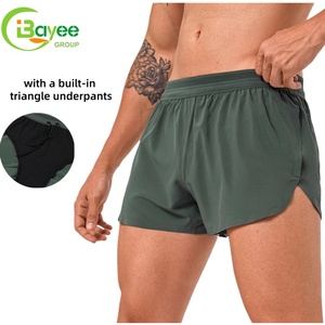 Shorts de sport 2-en-1 personnalisés pour hommes, avec fentes latérales, séchage rapide, couleur unie, pour la course et la gym - Product Image 4