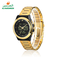 Jam tangan Azan Muslim AL-HARAMEEN, tahan air penyetel Arab