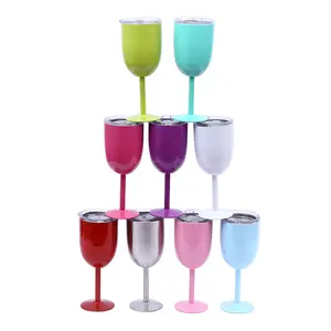 Wholesale Eco Friendly Food Grade Drinking Portable Insulate Colorful Wine Glasses with Lid