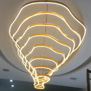 Lampadario a soffitto con luce contemporanea decorativa per Hotel di grandi dimensioni a forma speciale a forma di onda di montagna