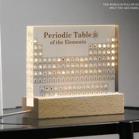 Bloc de tableau périodique en acrylique avec éléments réels intégrés, support en bois, décoration de bureau scientifique éducative, cadeau pour la salle de classe et la maison