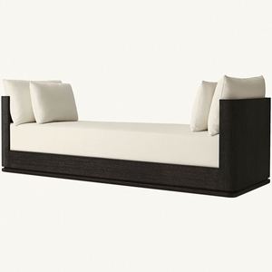 Cama de Pared Moderna de Madera Maciza, Cama Doble con Panel de Tela y Cojín - Product Image 3