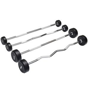 Heavy Duty Fixed Gym Barbell Set Levantamiento de pesas Recubierto de goma Curl/Strait <span class=keywords><strong>Bar</strong></span> Equipo de pesas de alta calidad - Product Image 2
