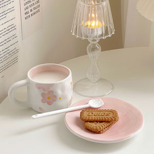 Tasse à café et soucoupe en céramique haut de gamme, exquises, pour le thé de l'après-midi, à l'esthétique raffinée, motif Sakura, pour le bureau et la maison - Product Image 2