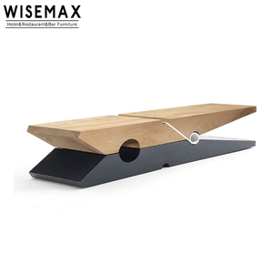 WISEMAX FURNITURE Meuble en <span class=keywords><strong>bois</strong></span> Wabi-sabi pour salon, <span class=keywords><strong>banc</strong></span> long en <span class=keywords><strong>bois</strong></span> en forme de pince, <span class=keywords><strong>table</strong></span> basse d'appoint - Product Image 3