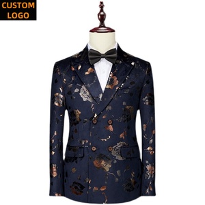 6XL erkek takım elbise özel LOGO <span class=keywords><strong>2</strong></span> parça Homme Blazer düğün balo baskılı çift göğüslü lüks erkekler için takımları - Product Image 4