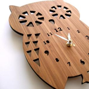 Horloge murale hibou, décoration de chambre d'enfant, bois unique - Product Image 2