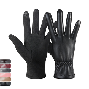 Gants d'hiver chauds en PU, unis, pour l'extérieur, la conduite, coupe-vent, isothermes, flexibles, compatibles écran tactile, respirants, longueur opéra - Product Image 1
