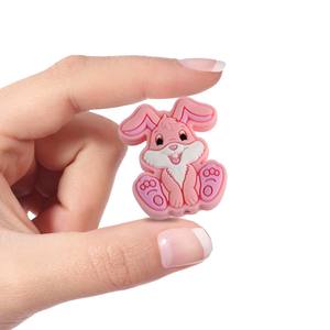 Perles focales en silicone pour le bricolage stylos à chaîne de sucette lanière porte-clés bricolage lapin perles de silicone pour bébé perles de dentition - Product Image 1