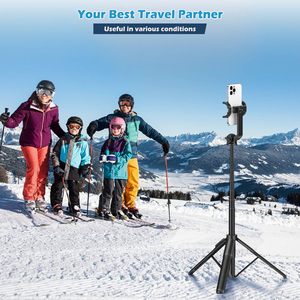 Trépied de téléphone 2-en-1 <span class=keywords><strong>Selfie</strong></span> <span class=keywords><strong>Stick</strong></span> avec télécommande sans fil Support extensible en aluminium pour iPhone pour <span class=keywords><strong>Samsung</strong></span> Smartphones Android - Product Image 6