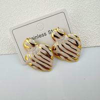 Boucles d'oreilles clous tendance en acier inoxydable plaqué or, bijoux géométriques émaillés pour femme, cadeau, fête, mariage