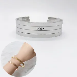 bracelet acier inoxydable bijoux Inspirational Handwritten Engraved Mantra Cuff Bangle Bracelets for Women Personalized Jewelry