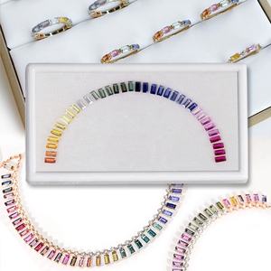 พลอยคอรันดัมแบบหลวมหินตัดสีรุ้งไพลินมรกตสำหรับทำเครื่องประดับคอรันดัมสายรุ้งแซฟไฟร์ตัดมรกต - Product Image 1